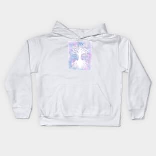 Glowing tree on purple background Kids Hoodie